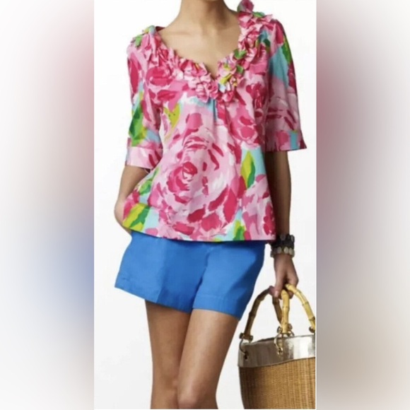 Lilly Pulitzer Tops - Lilly Pulitzer Chella Blouse in Pink and Green - NWT